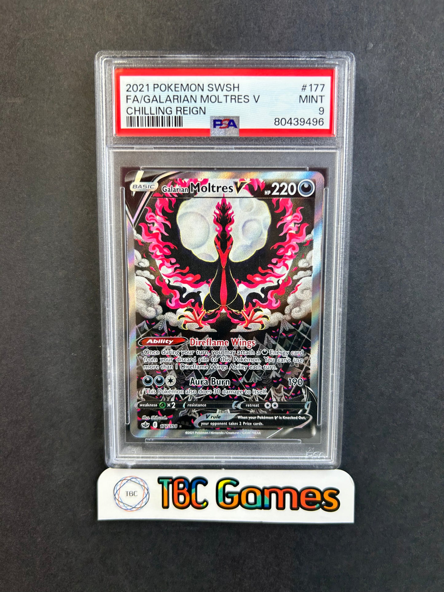 Galarian Moltres V Chilling Reign Alt Art #177 PSA 9