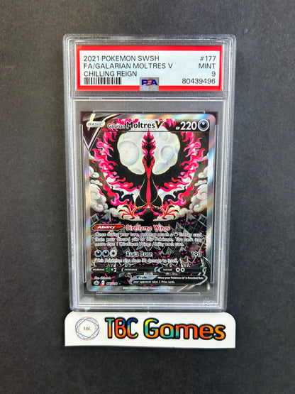 Galarian Moltres V Chilling Reign Alt Art #177 PSA 9