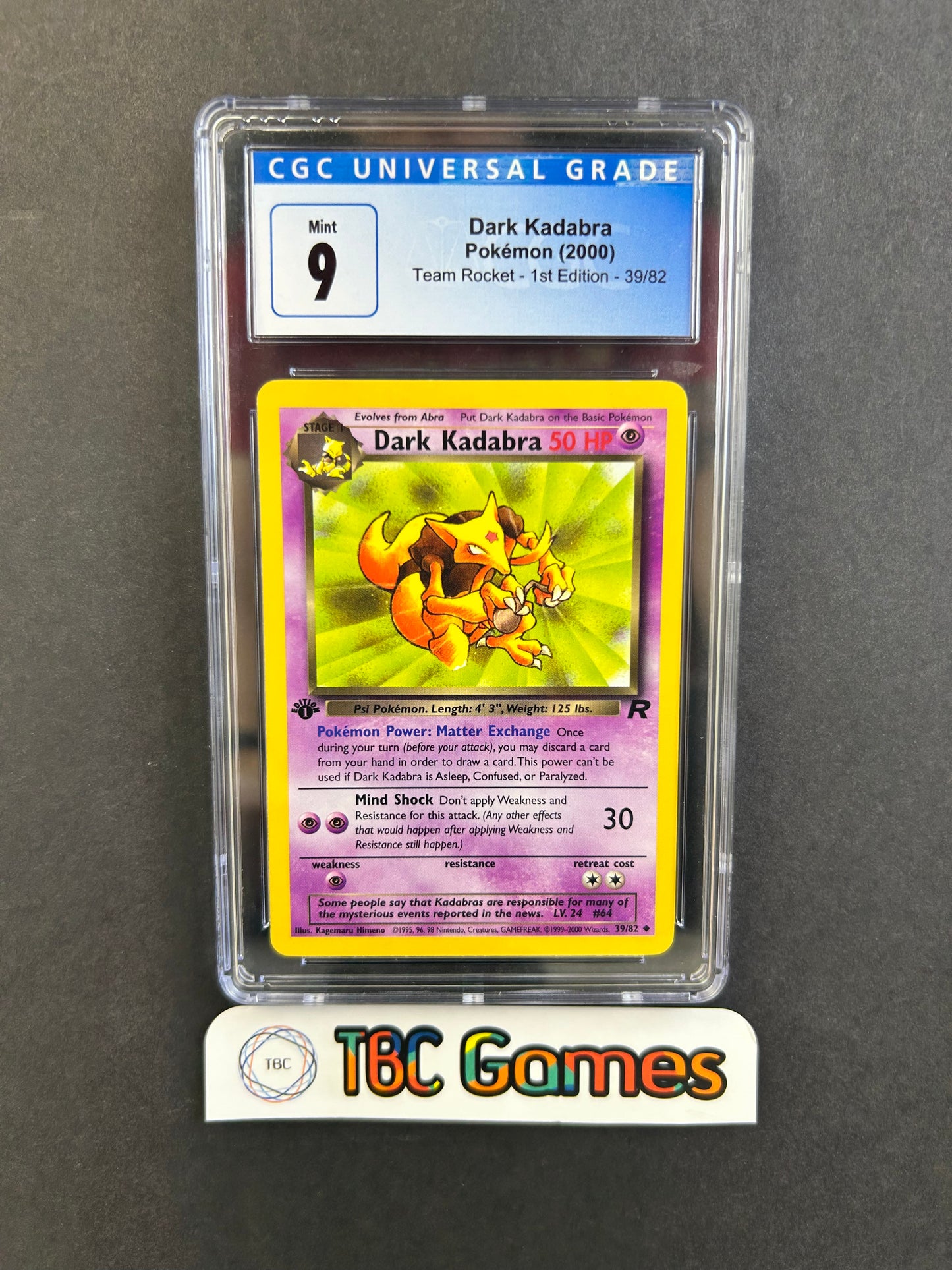 Dark Kadabra Team Rocket 1st Edition #39 CGC 9