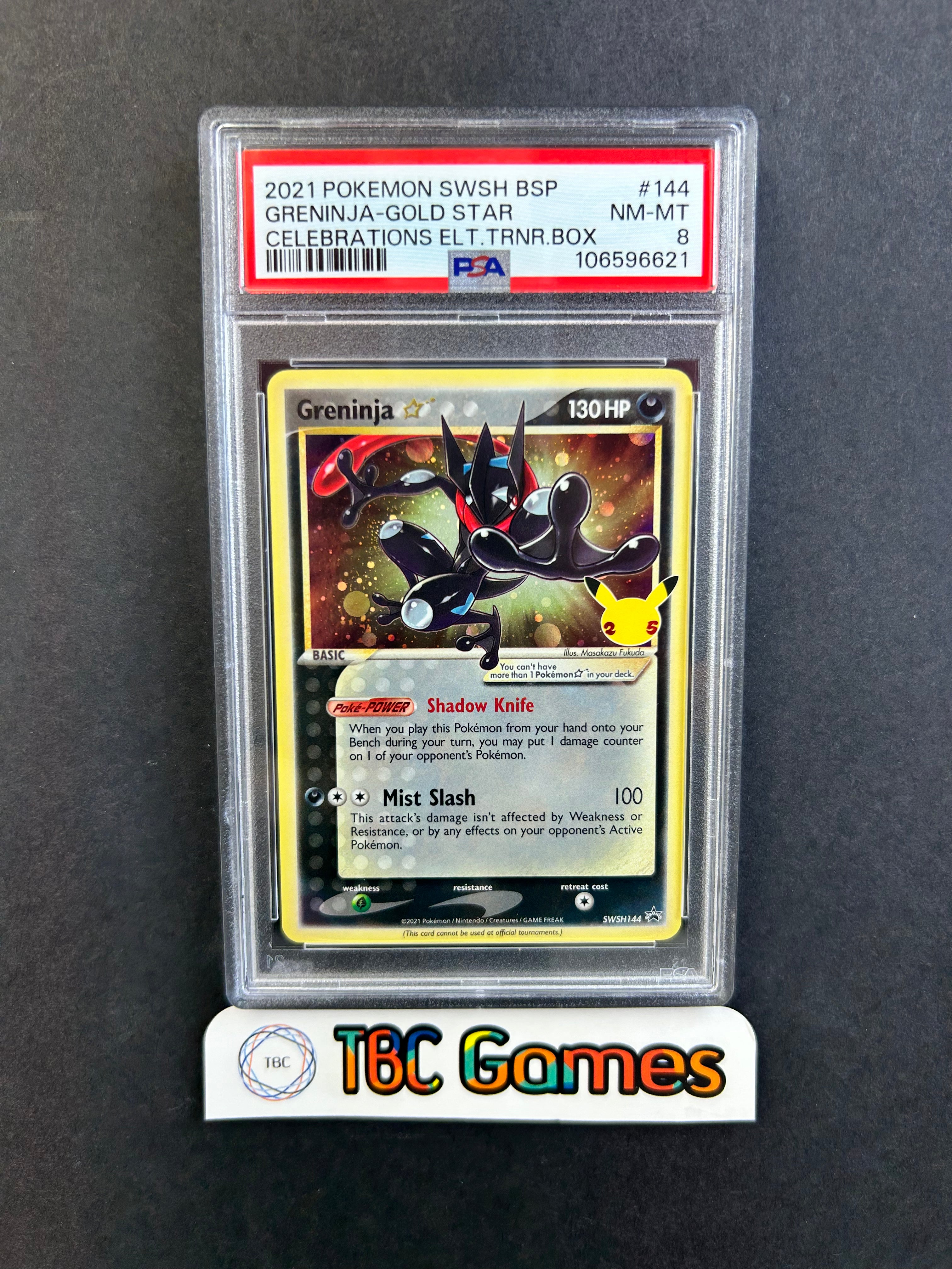 Greninja Gold Star Celebrations ETB SWSH144 PSA 8 – TBC Games