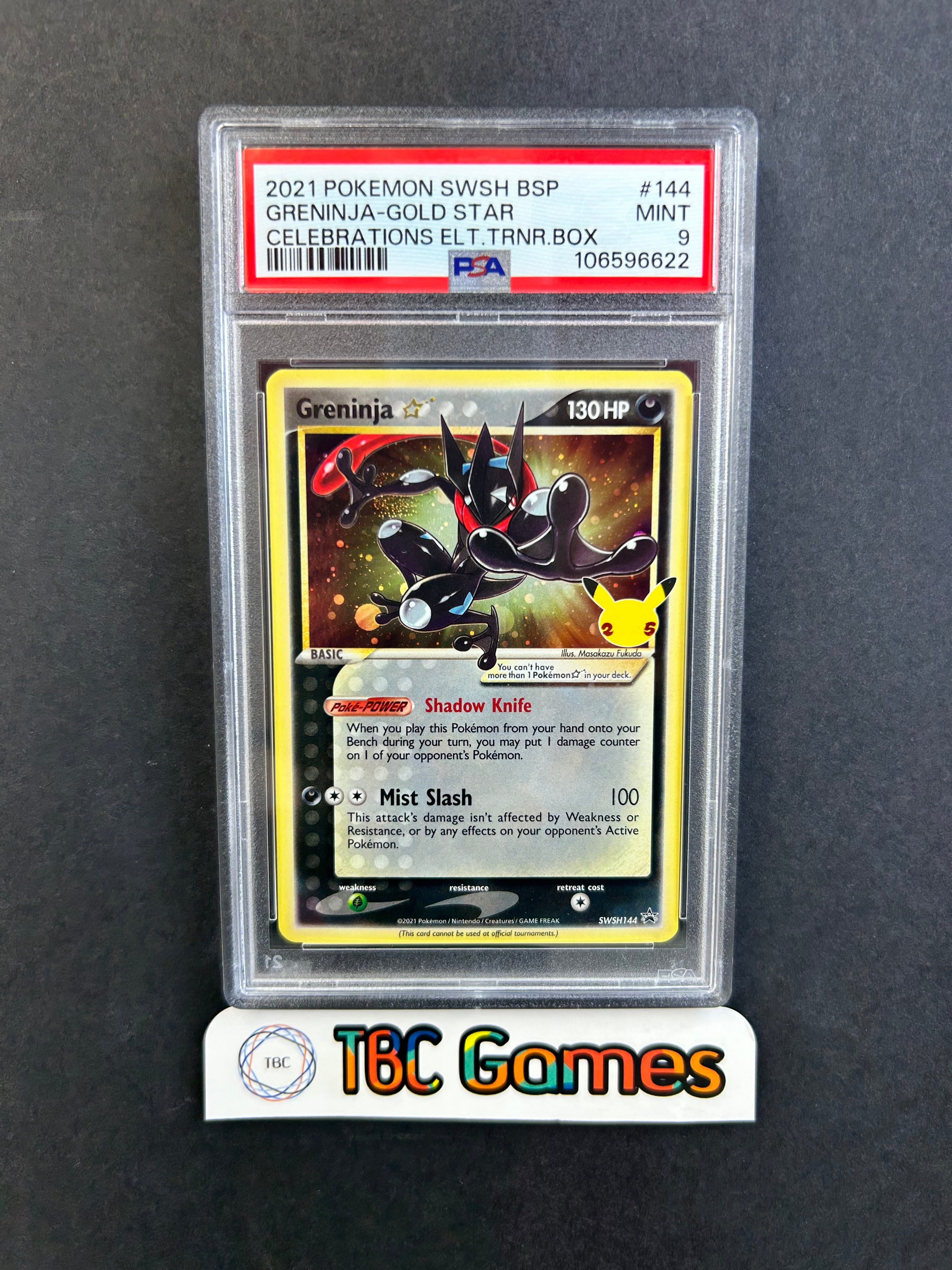 Greninja Gold Star Celebrations ETB SWSH144 PSA 9 – TBC Games