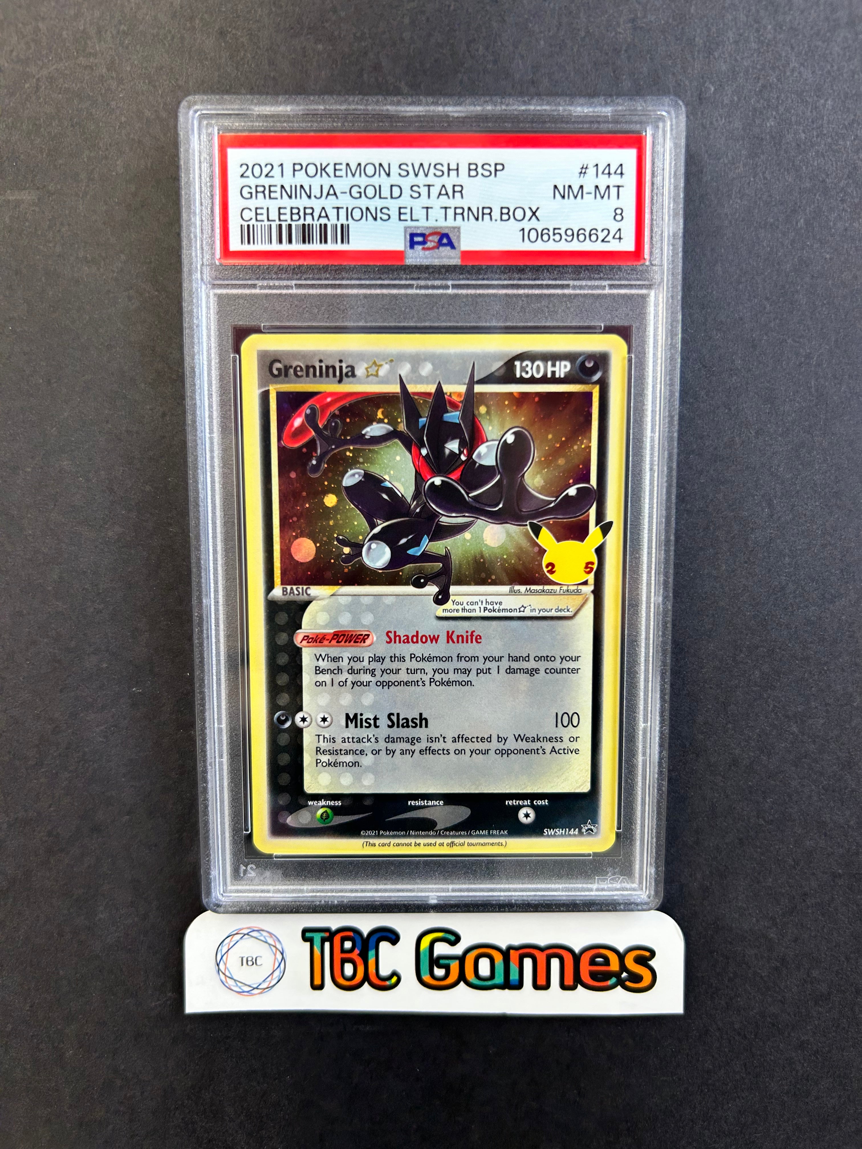 Greninja Gold Star Celebrations ETB SWSH144 PSA 8 – TBC Games