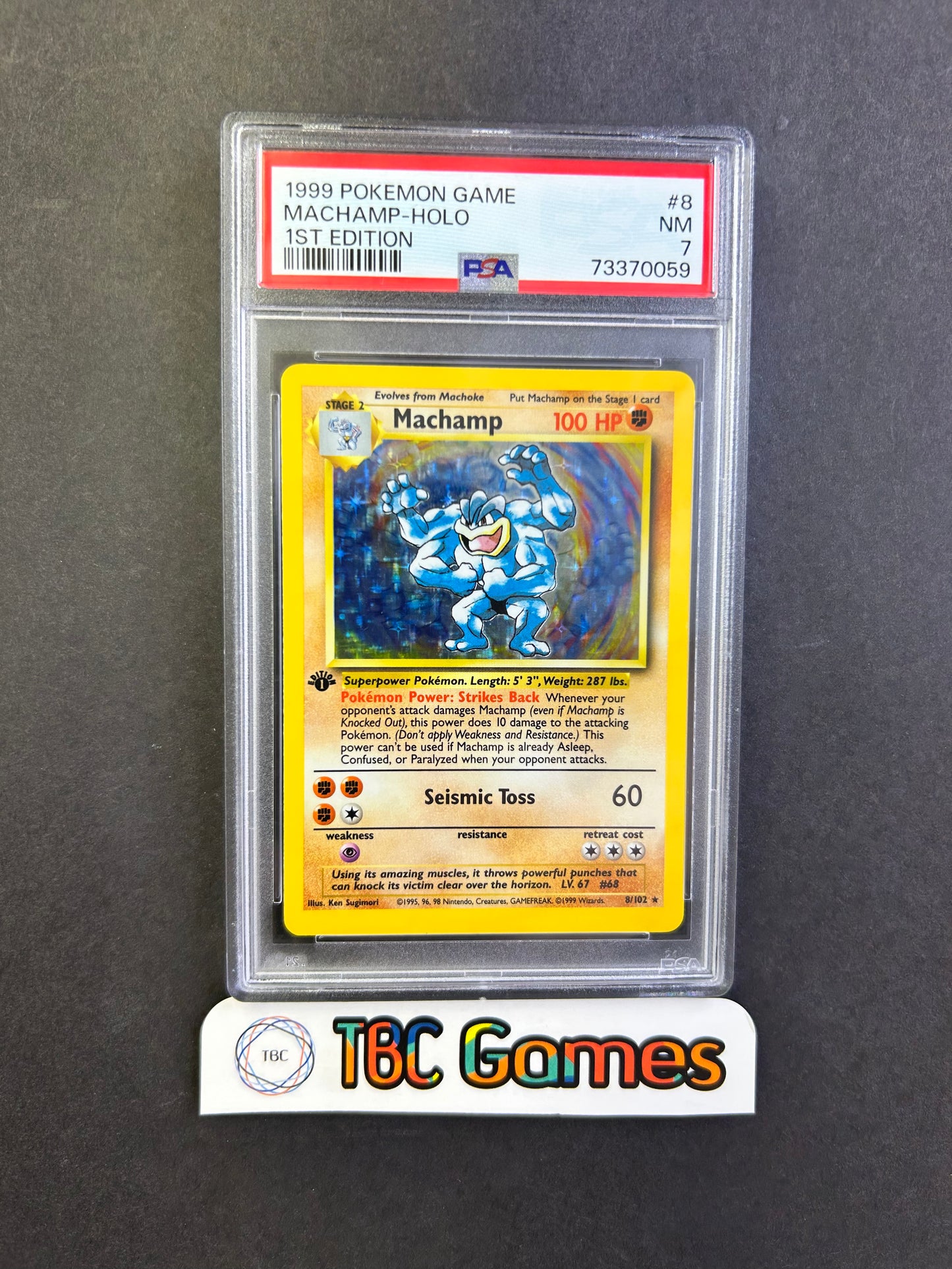 Machamp Base Set 1st Edition Holo #8 PSA 7