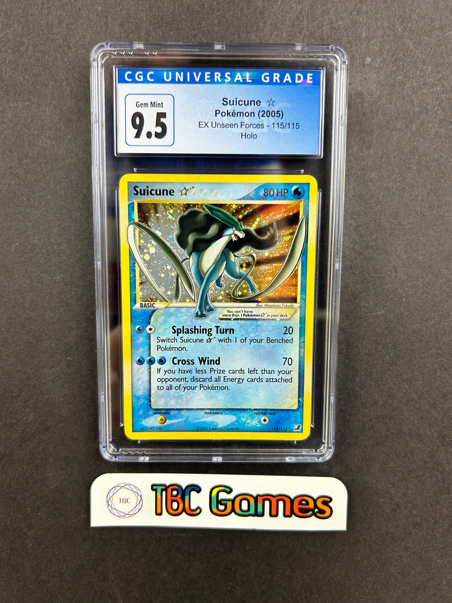 Suicune Gold Star Unseen Forces #115 Blue CGC 9.5