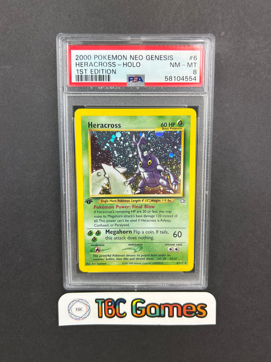 Heracross Neo Genesis 1st Edition Holo #6 PSA 8