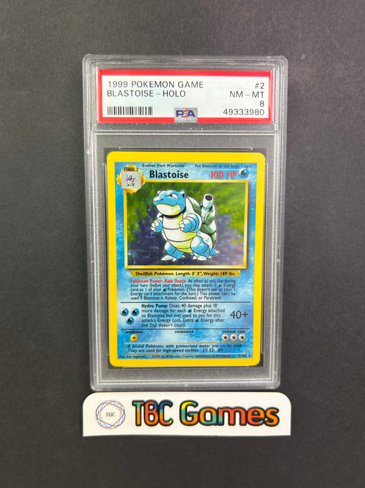 Blastoise Base Set Unlimited Holo #2 PSA 8