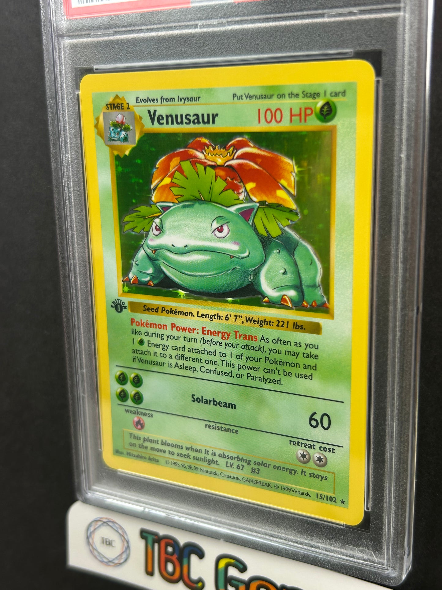 Venusaur Base Set 1st Edition Shadowless Holo #15 PSA 9