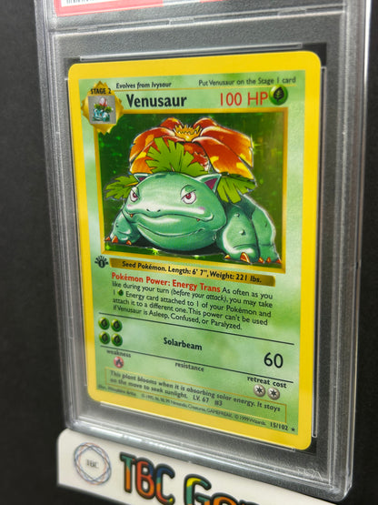 Venusaur Base Set 1st Edition Shadowless Holo #15 PSA 9
