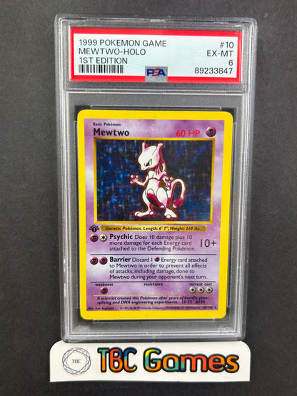 Mewtwo Base Set 1st Edition Shadowless Holo #10 PSA 6 – TBC Games
