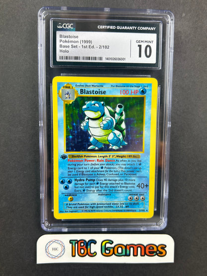Blastoise Base Set 1st Edition Shadowless Holo #2 CGC 10