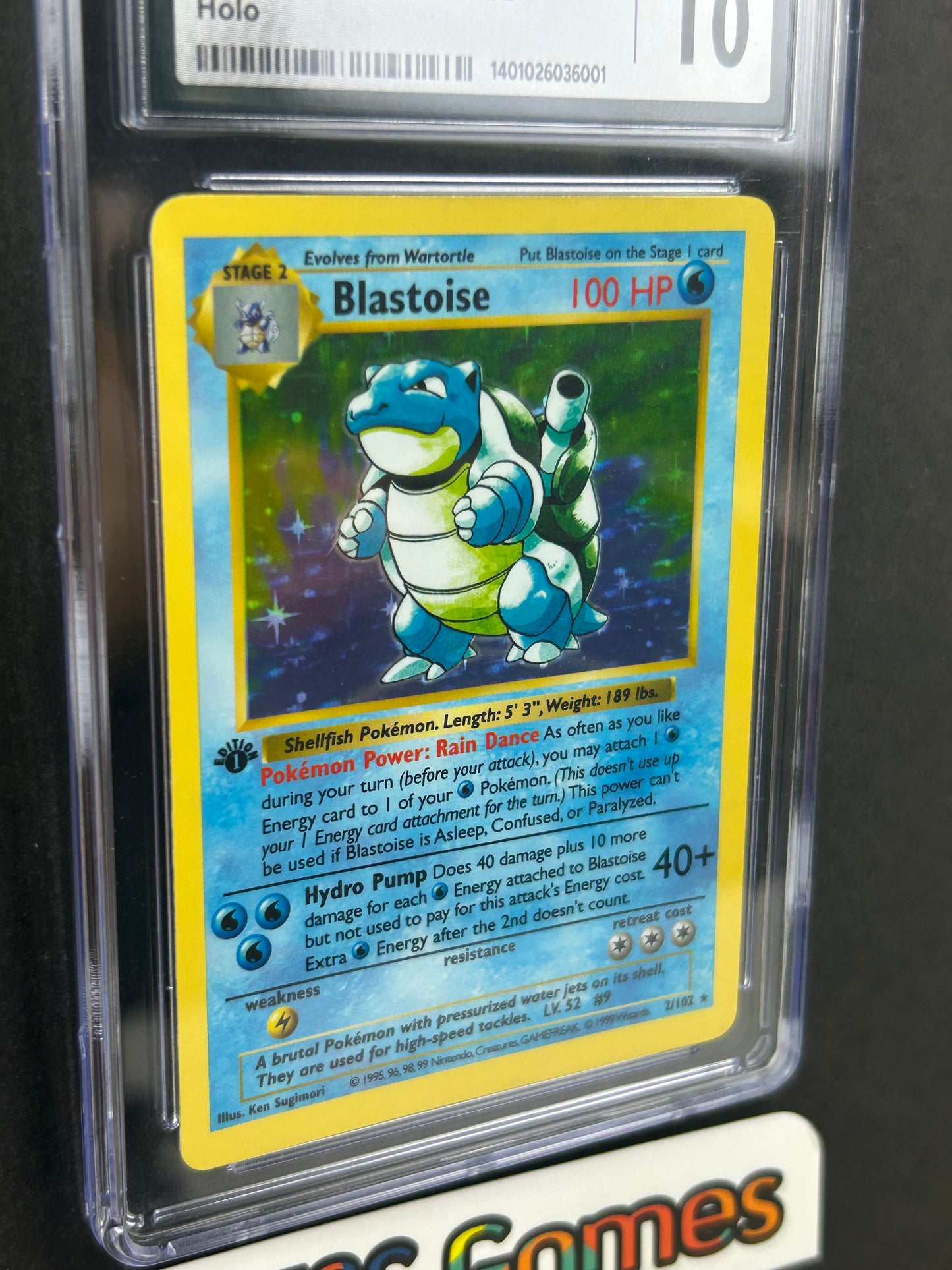 Blastoise Base Set 1st Edition Shadowless Holo #2 CGC 10