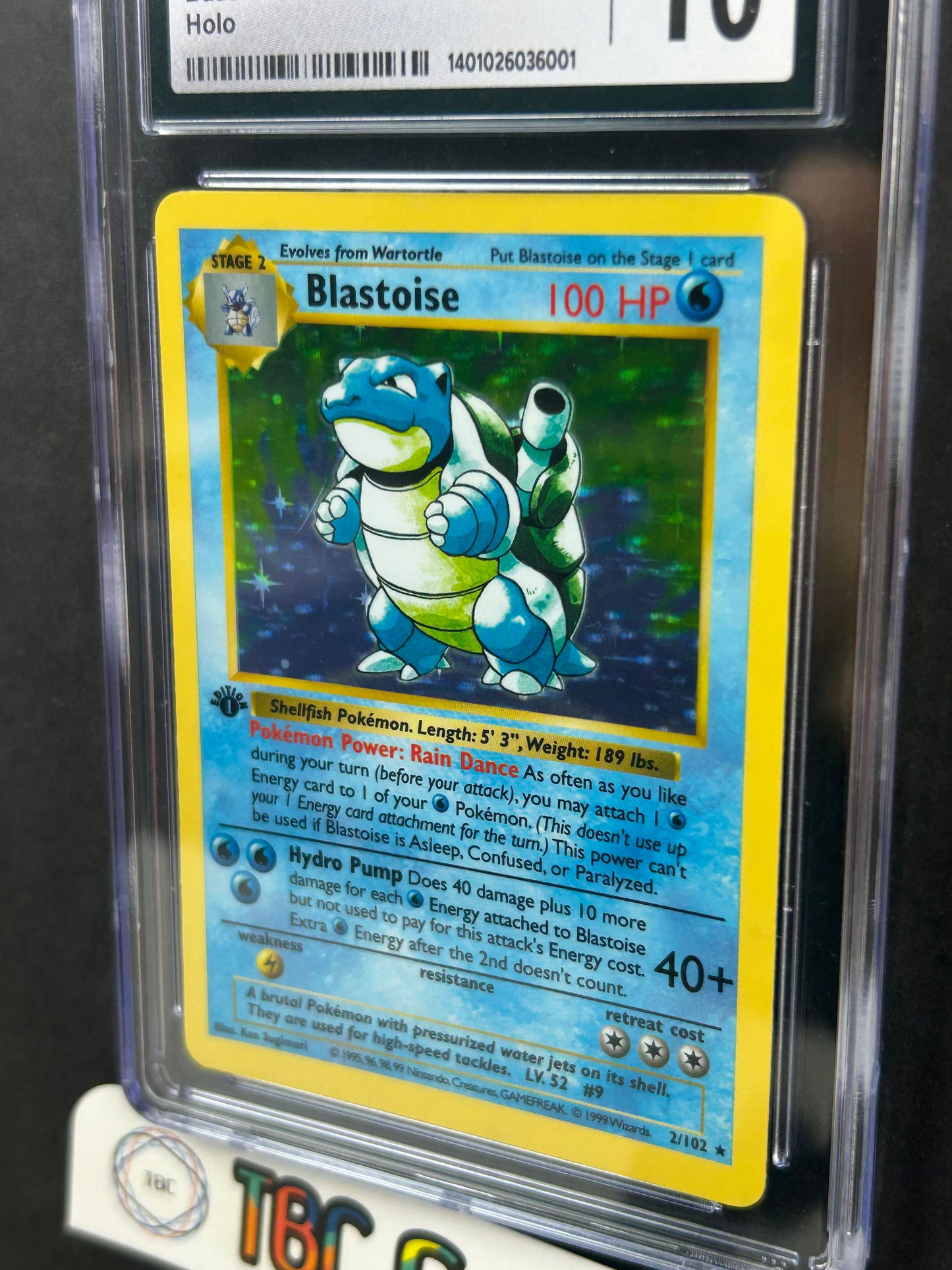 Blastoise Base Set 1st Edition Shadowless Holo #2 CGC 10