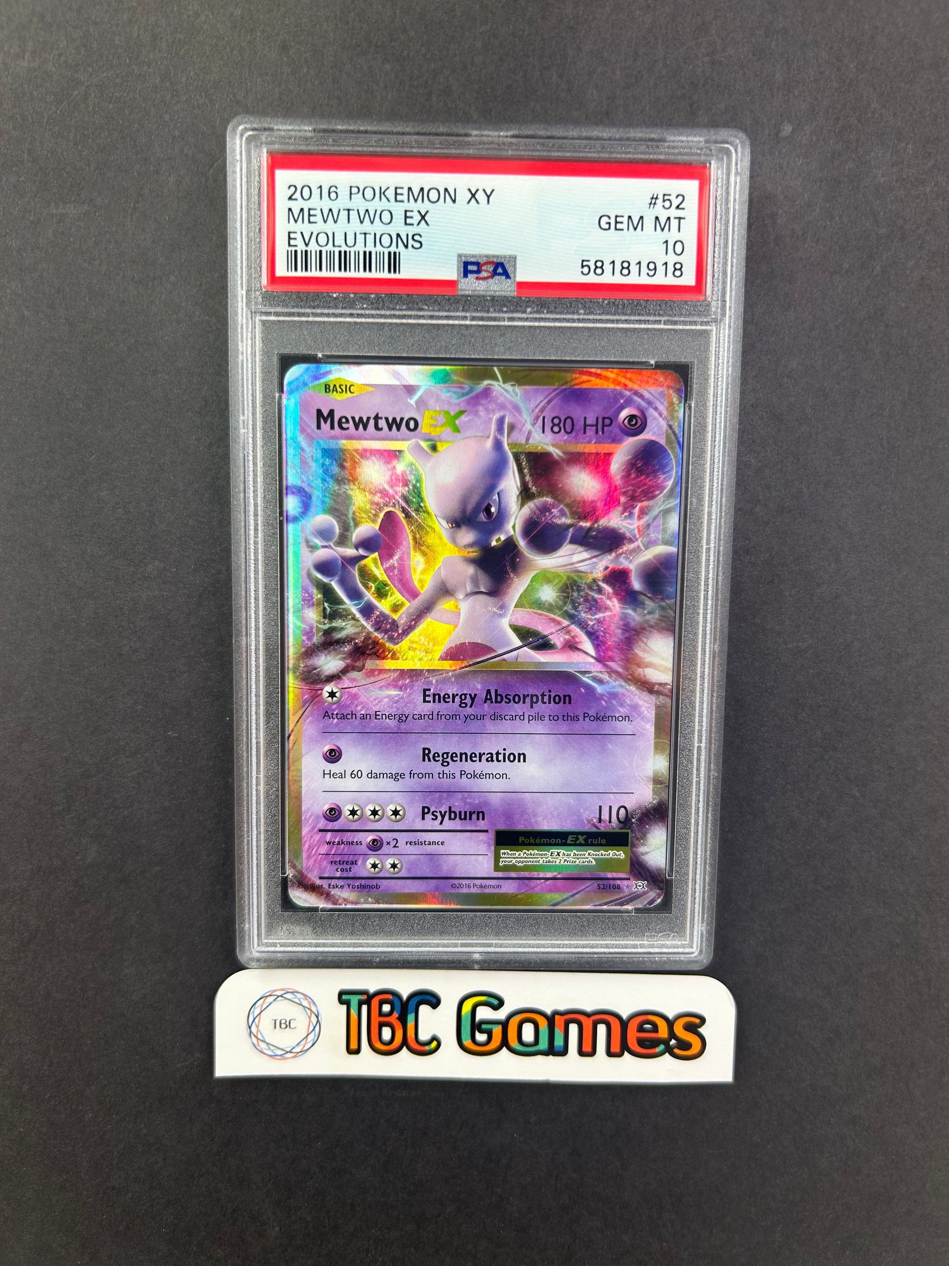 Mewtwo EX XY Evolutions #52 PSA 10 TBC Games Mewtwo EX XY Evolutions #52 PSA 10 TBC Games