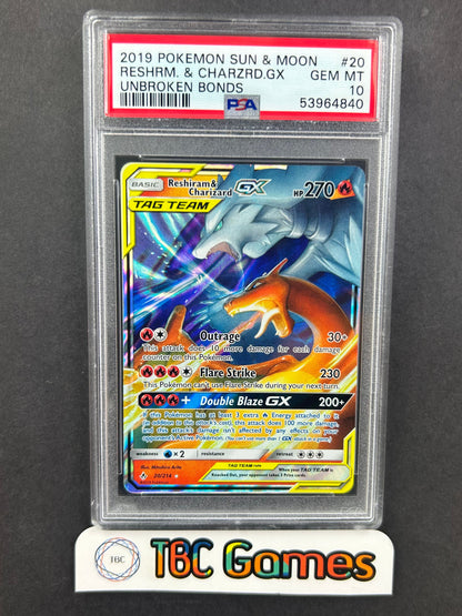 Reshiram & Charizard GX Unbroken Bonds #20 PSA 10