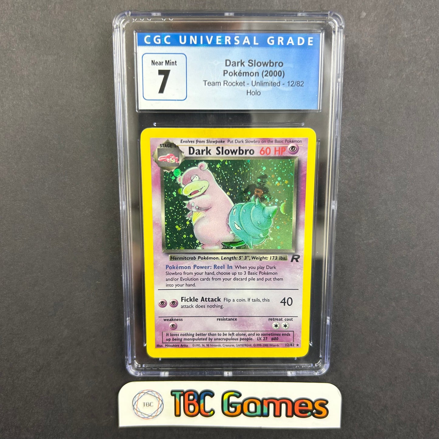 Dark Slowbro Team Rocket Unlimited Holo #12 CGC 7