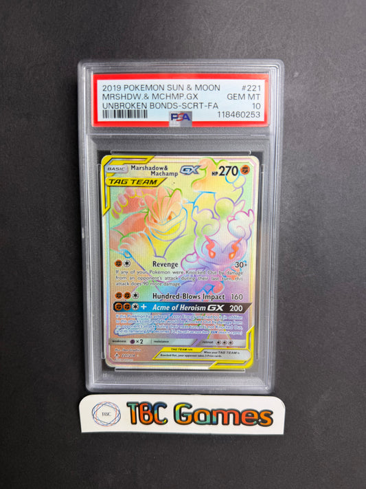 Marshadow & Machamp GX Unbroken Bonds #221 PSA 10