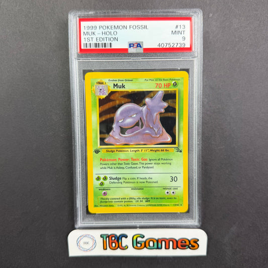 Muk Fossil 1st Edition Holo #13 PSA 9