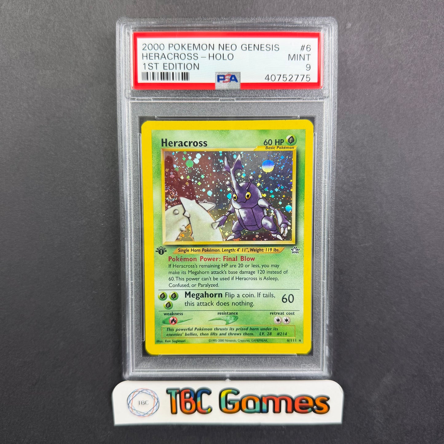 Heracross Neo Genesis 1st Edition Holo #6 PSA 9