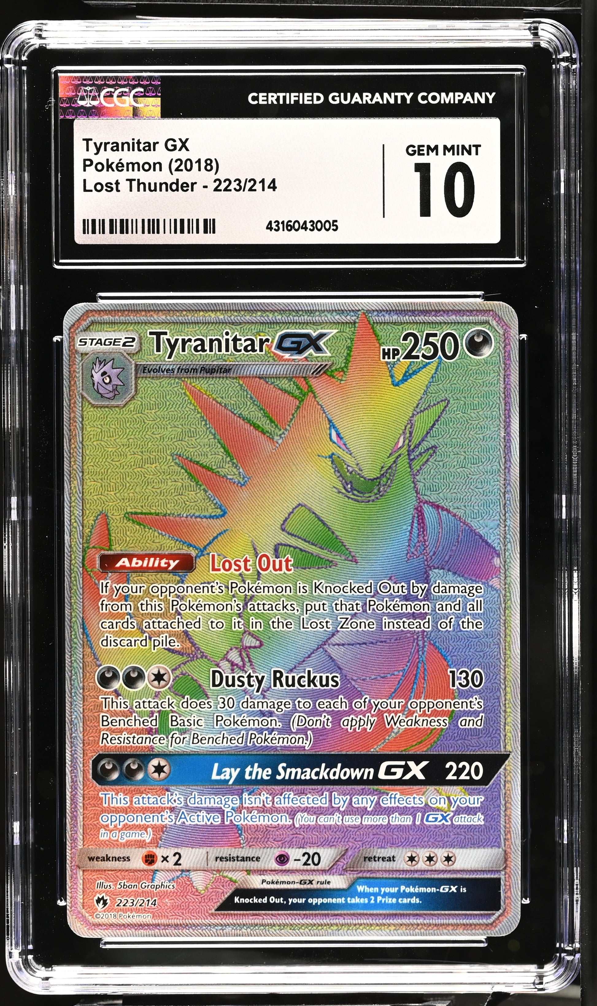 Tyranitar GX Lost Thunder 223/214 Secret Rare CGC 10 TBC Games Tyranitar GX Lost Thunder 223/214 Secret Rare CGC 10 TBC Games