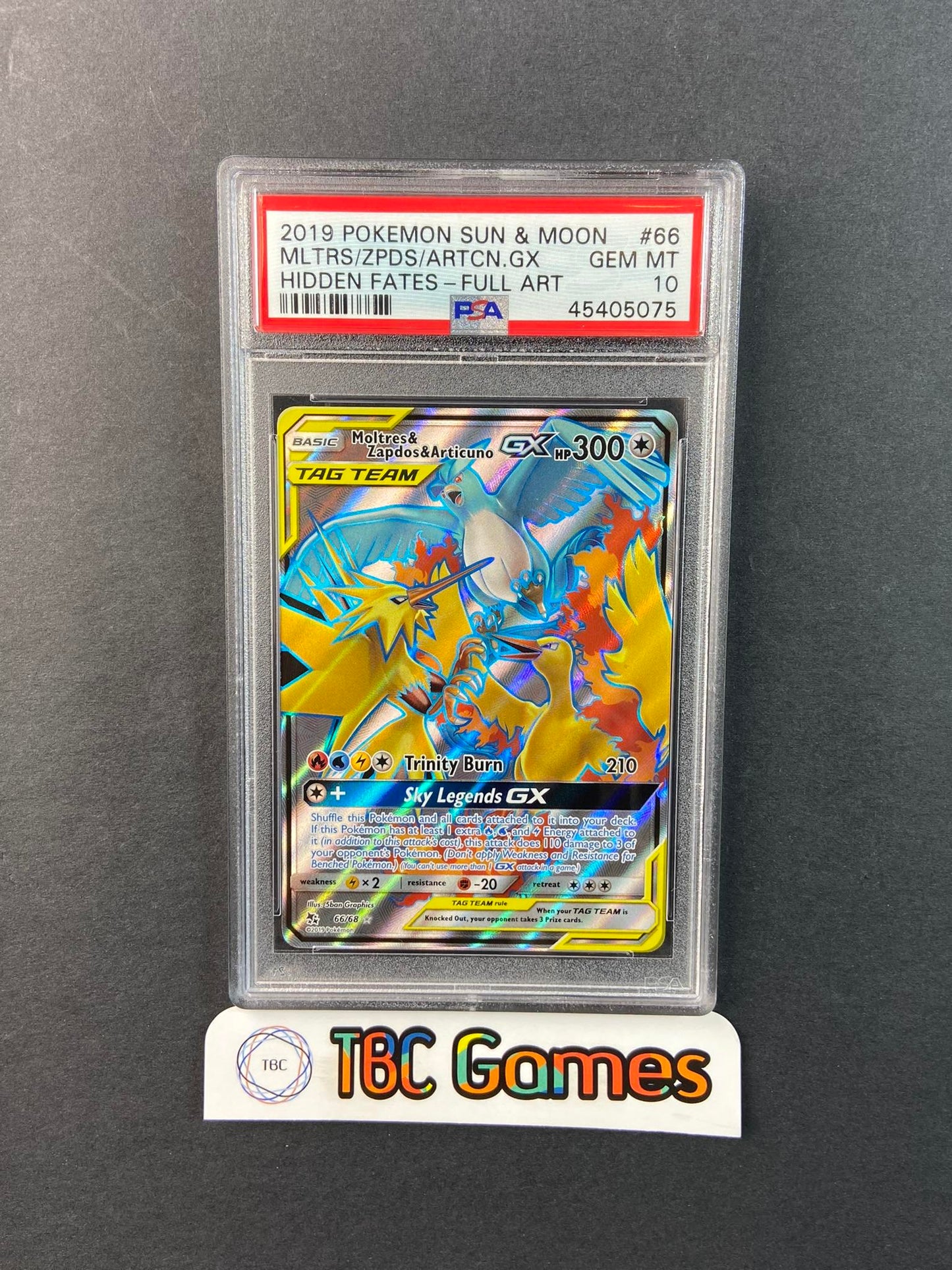 Moltres & Zapdos & Articuno GX Hidden Fates 66 PSA 10