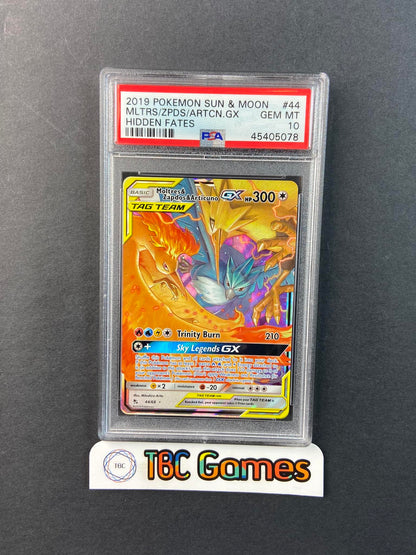 Moltres & Zapdos & Articuno GX Hidden Fates 44 PSA 10