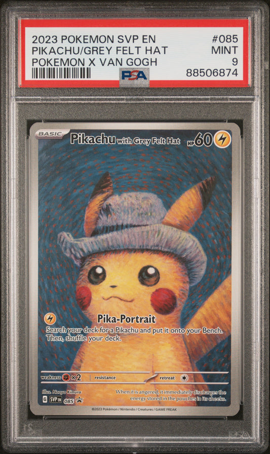 Pikachu Grey Felt Hat Black Star Promo SVP 085 PSA 9