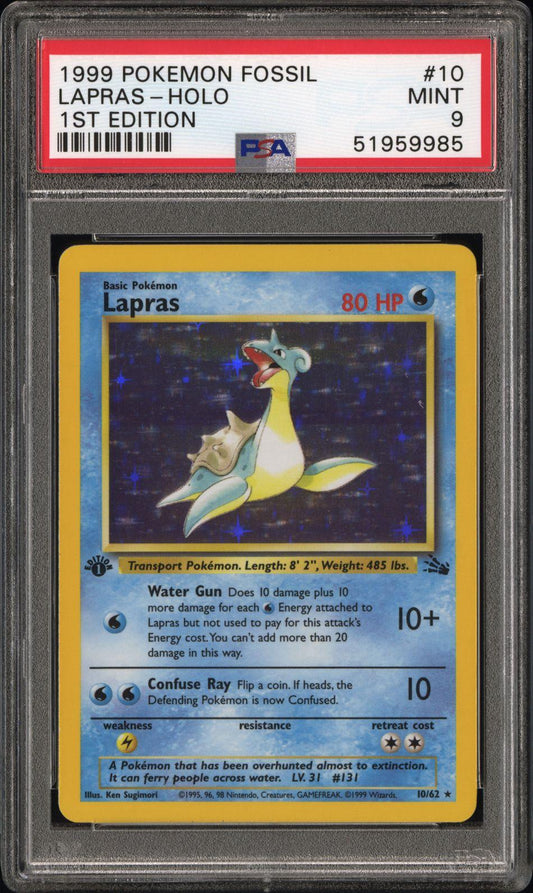 Lapras Fossil 1st Edition 10 Holo PSA 9