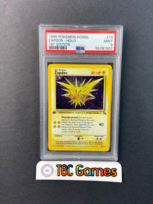 Zapdos Fossil 1st Edition 15 Holo PSA 9