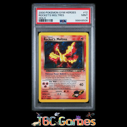 Rocket's Moltres Gym Heroes Holo #12 PSA 9