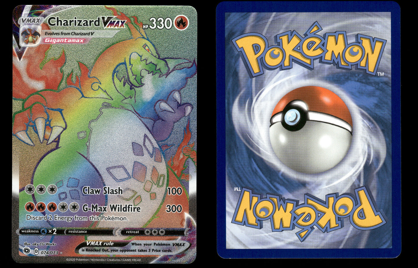 [NM] Charizard VMAX Champion's Path #074 Rainbow