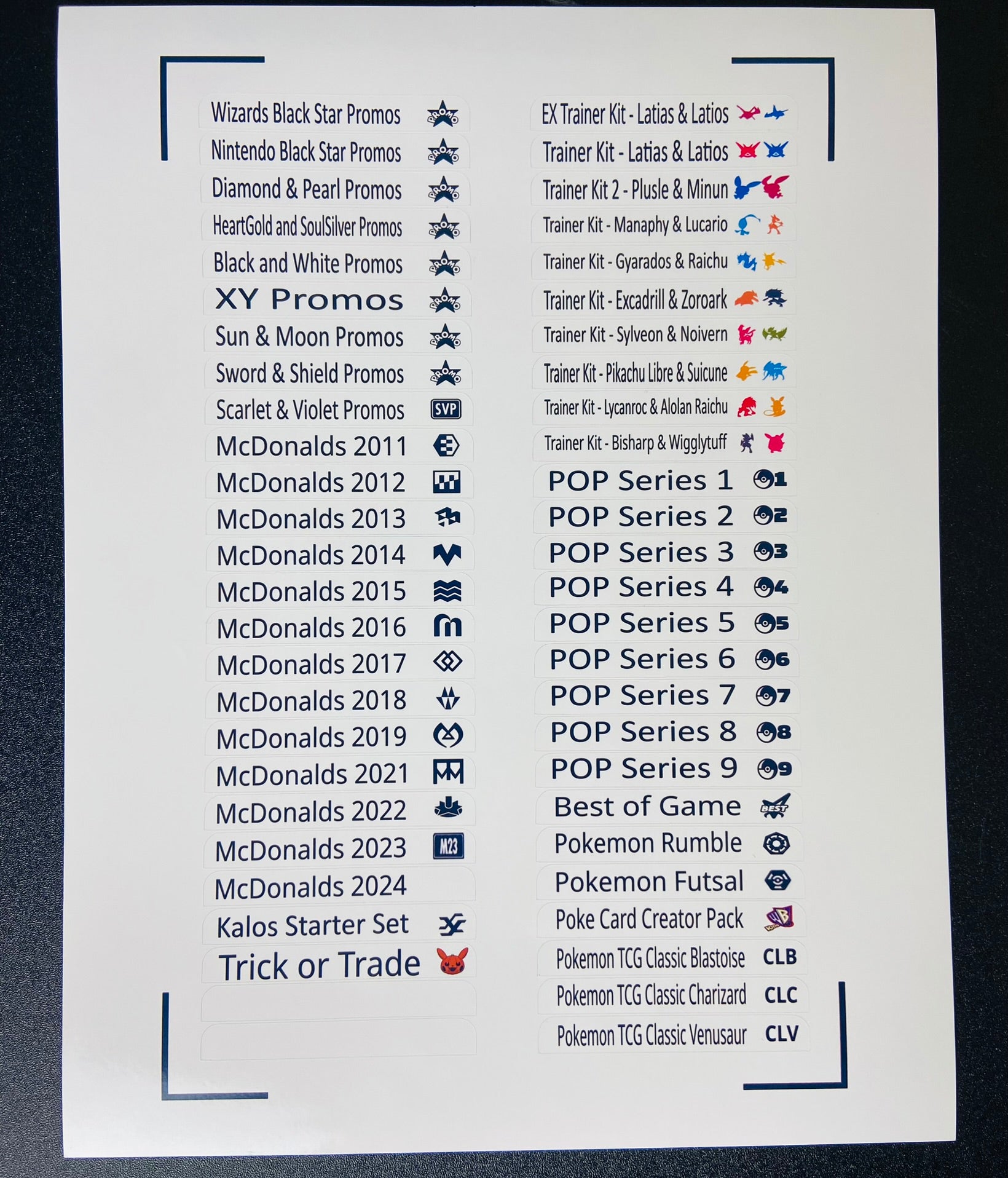 symbol sheet symbol guide printable pokemon card set symbols English Pokemon Card Set Names and Symbols Sticker Label Sheet