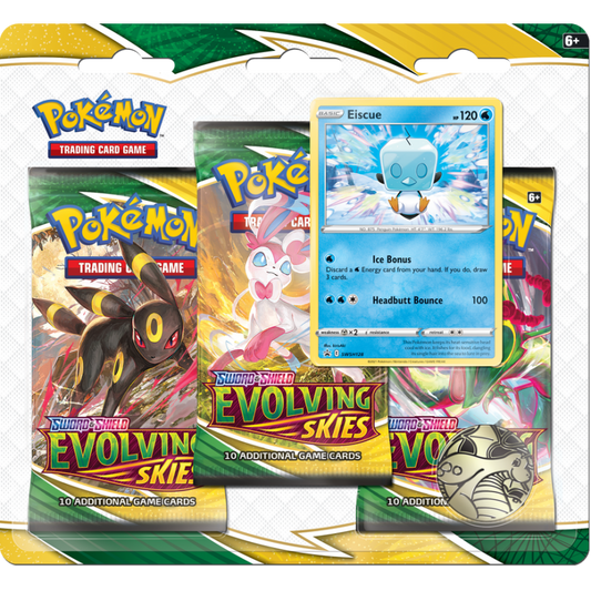 Pokemon TCG: Sword & Shield - Evolving Skies 3 Pack Blister (Eiscue)