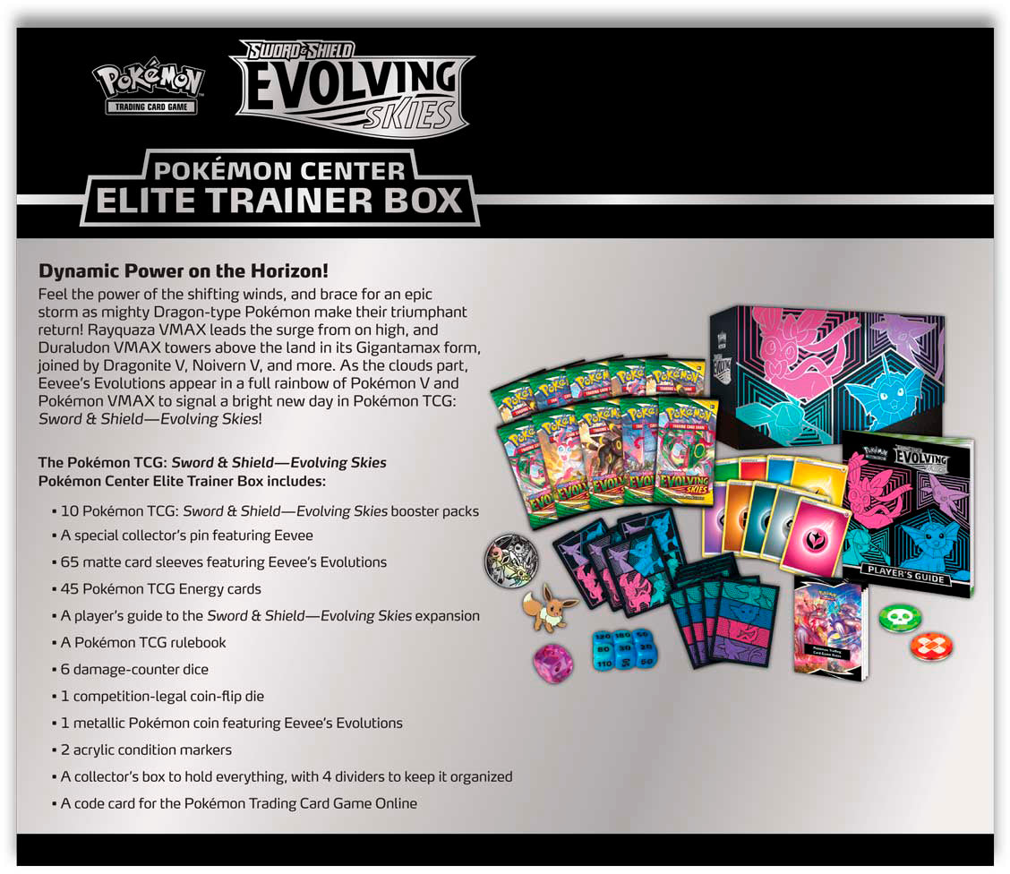 Sword & Shield - Evolving Skies Pokemon Center Elite Trainer Box (Vaporeon/Espeon/Glaceon/Sylveon)