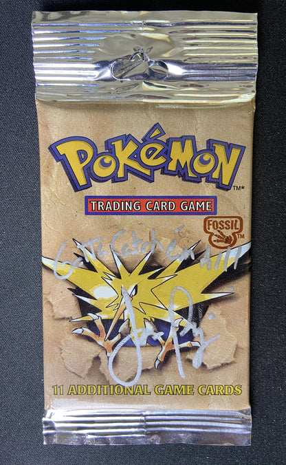 Fossil Unlimited Booster Pack Jason Paige Autograph Signed Long Crimp (Zapdos)