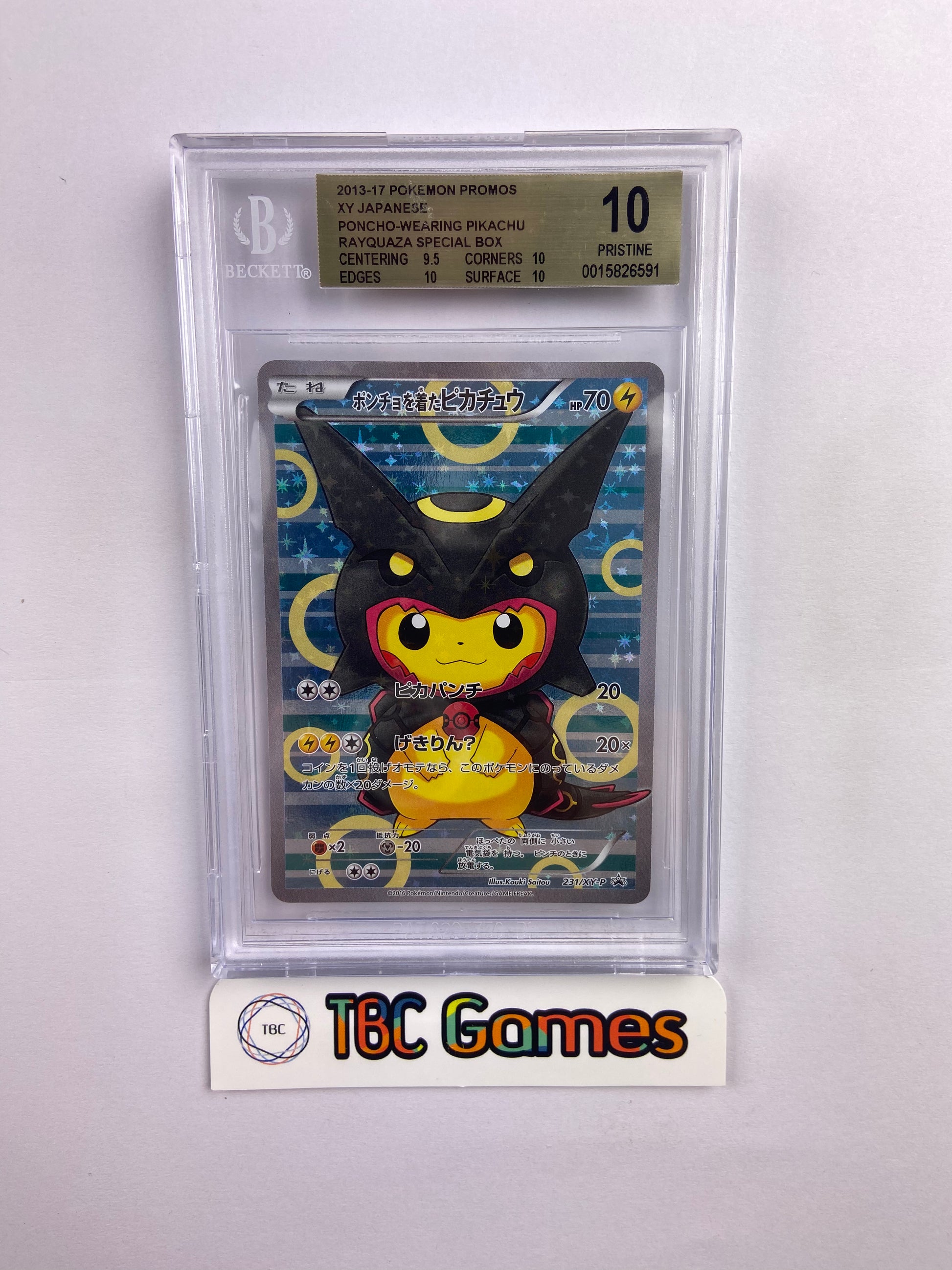 Poncho Wearing Pikachu Shiny Rayquaza 231/xy-p Japanese BGS 10 – TBC Games