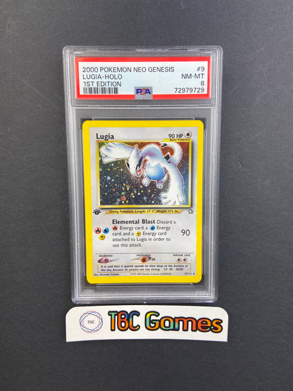 Lugia Neo Genesis 1st Edition Holo 9/111 PSA 8 TBC Games Lugia Neo Genesis 1st Edition Holo 9/111 PSA 8 TBC Games