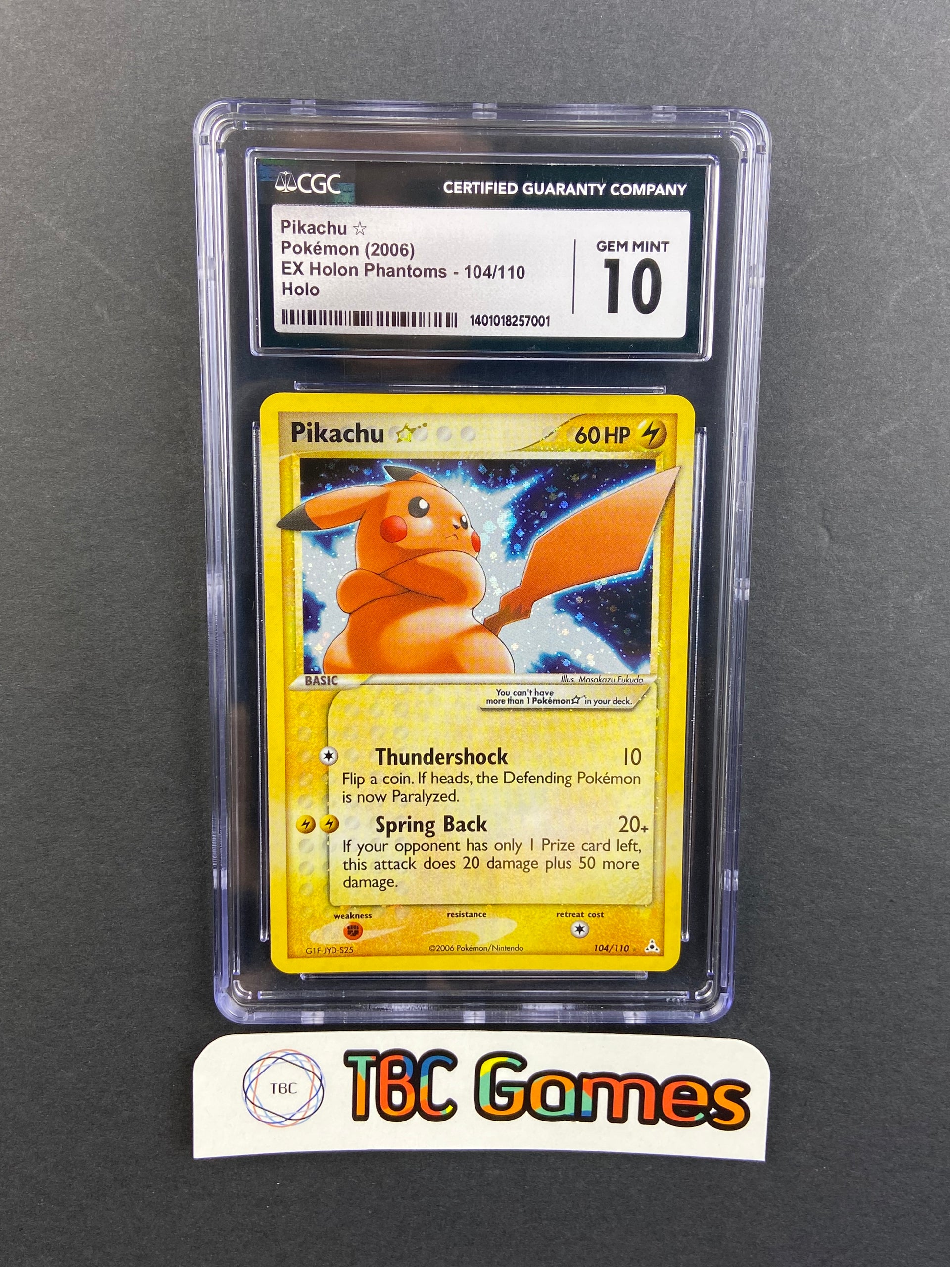 Pikachu Gold Star Holon Phantoms Holo 104/110 Gem Mint CGC 10 – TBC Games