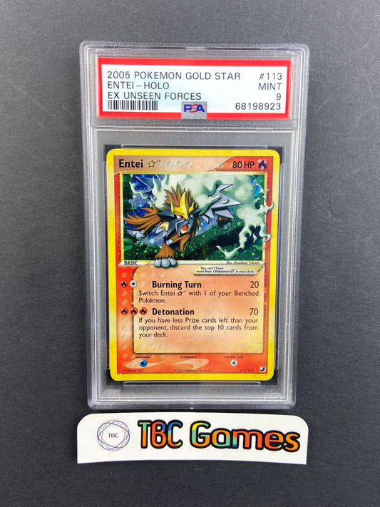 Entei Gold Star Unseen Forces 113/115 PSA 9