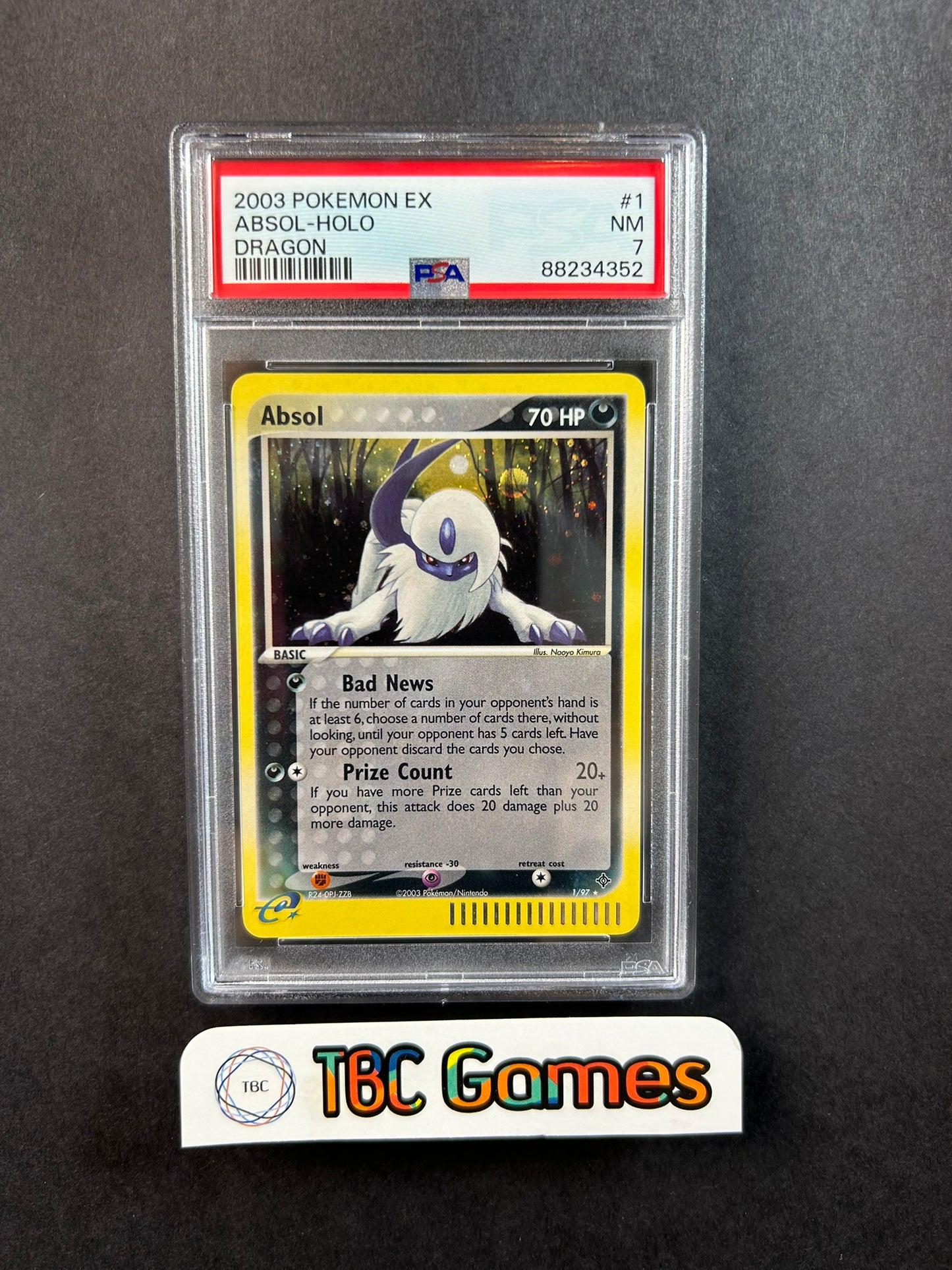 Absol Dragon Holo 1/97 PSA 7