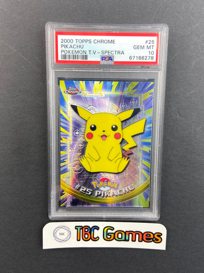 Pikachu Topps Chrome Spectra Foil #25 PSA 10 TBC Games Pikachu Topps Chrome Spectra Foil #25 PSA 10 TBC Games