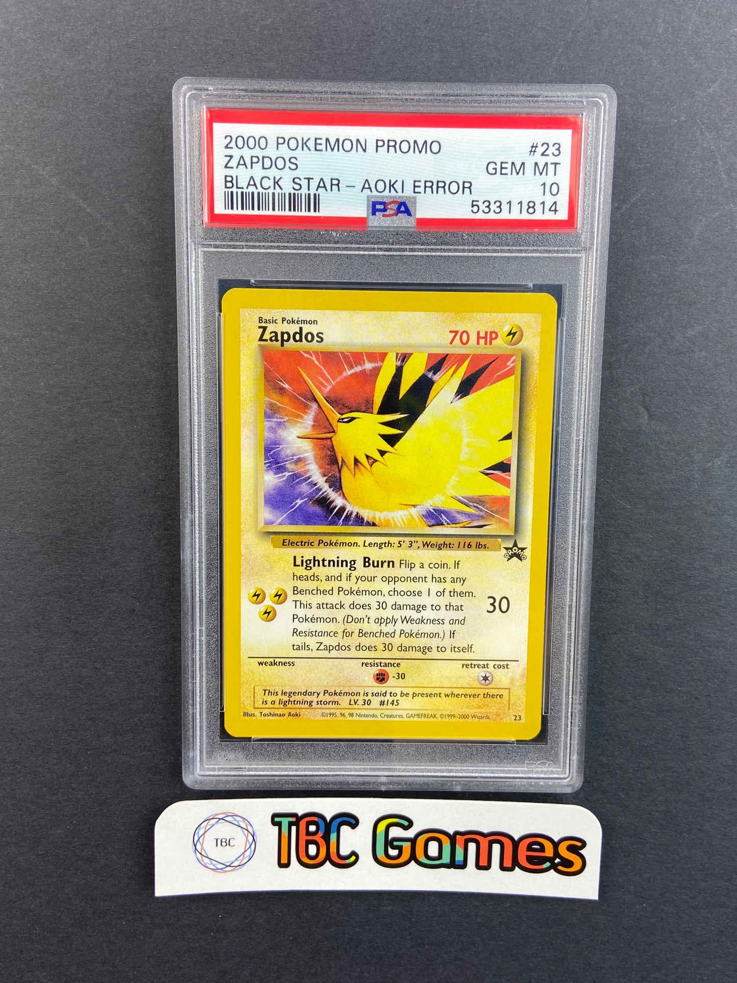 Zapdos Black Star Promo 23 Aoki Illustrator Error PSA 10