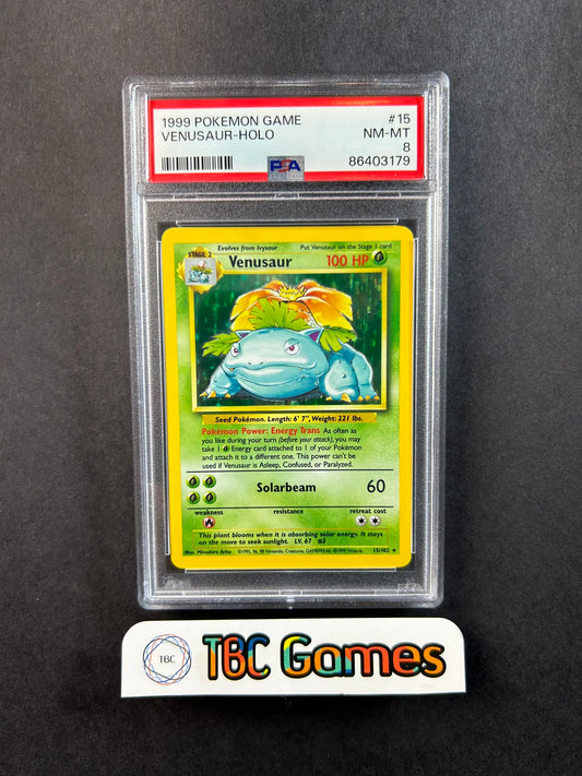 Venusaur Base Set Unlimited Holo 15/102 PSA 8