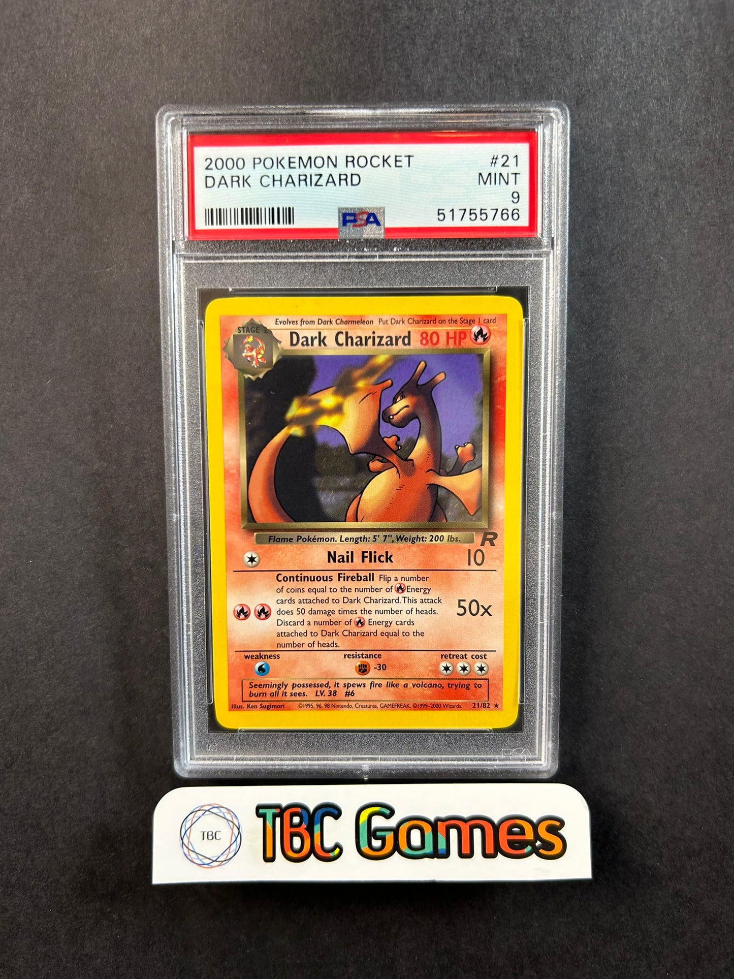 Dark Charizard Team Rocket Unlimited 21/82 PSA 9 TBC Games Dark Charizard Team Rocket Unlimited 21/82 PSA 9 TBC Games