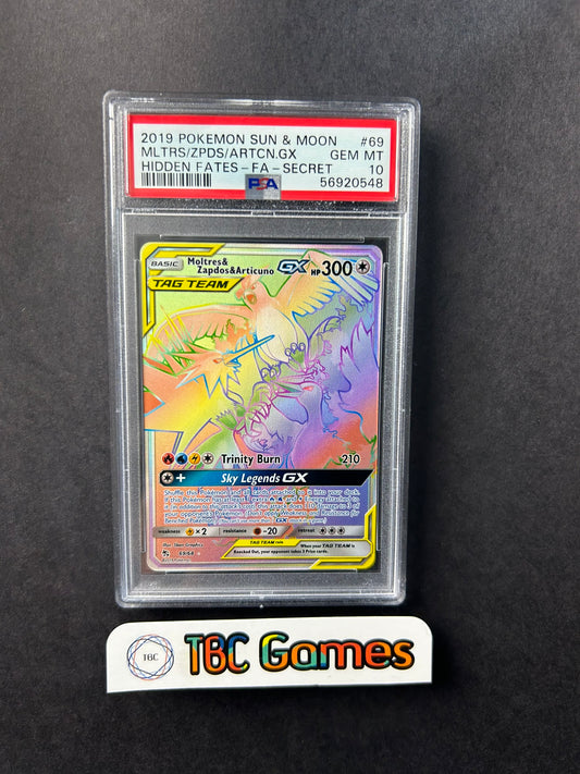 Moltres & Zapdos & Articuno GX Hidden Fates 69/68 PSA 10