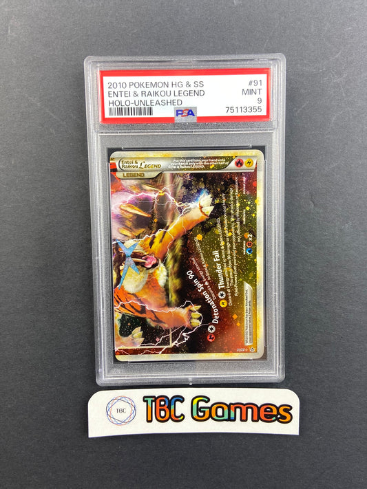 Entei & Raikou Legend Bottom Unleashed 91/95 PSA 9