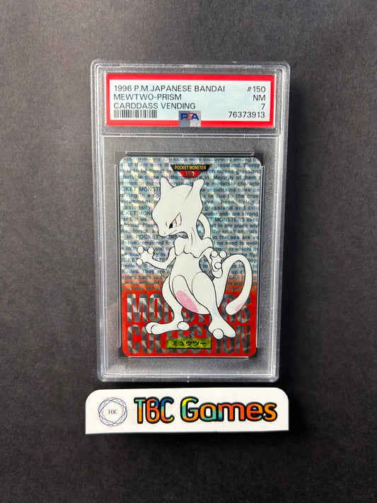 Mewtwo Carddass Prism Holo Foil Red Vending Bandai 1996 Japanese PSA 7