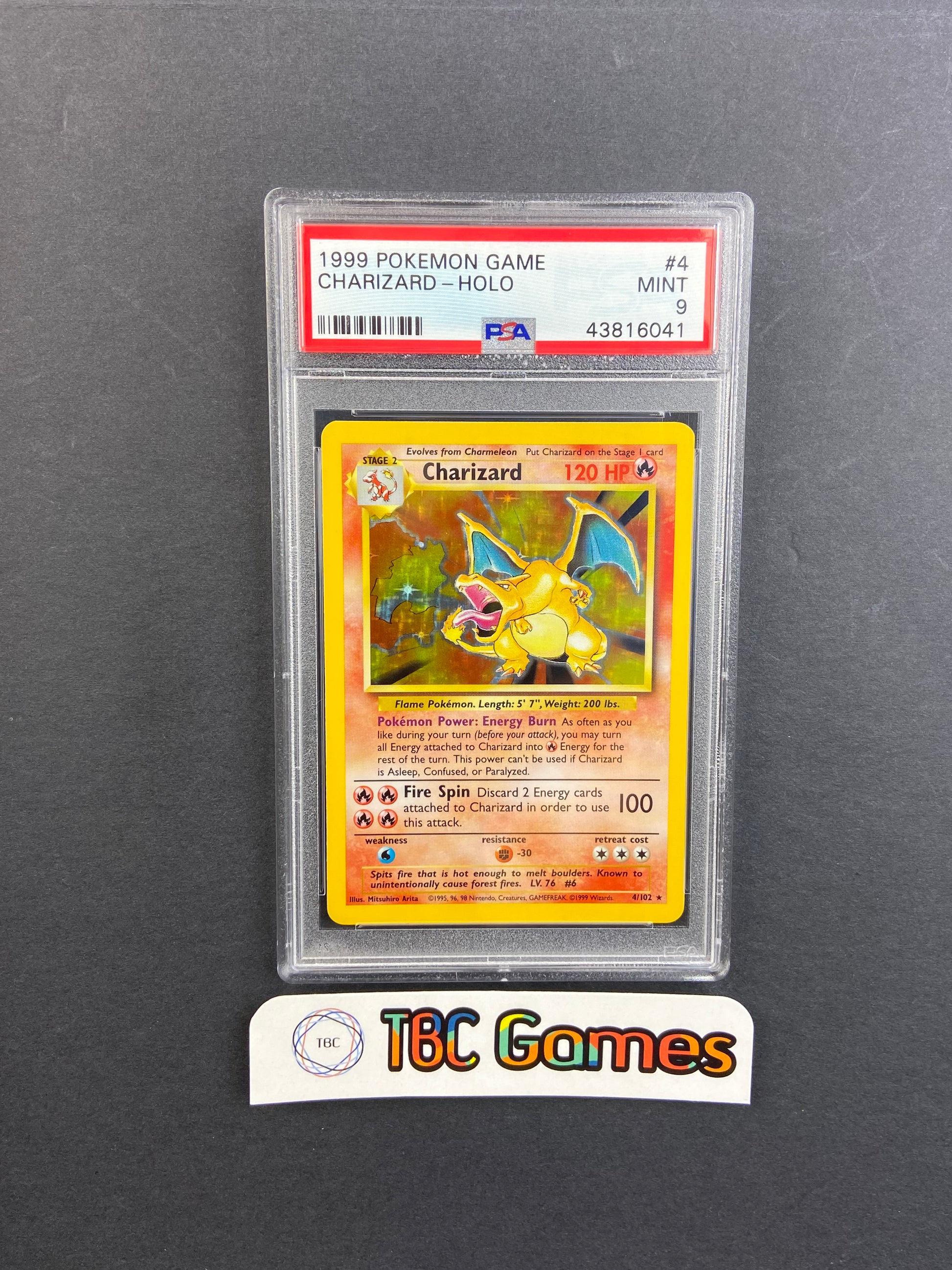 Charizard Base Set Holo 4/102 PSA 9 TBC Games Charizard Base Set Holo 4/102 PSA 9 TBC Games