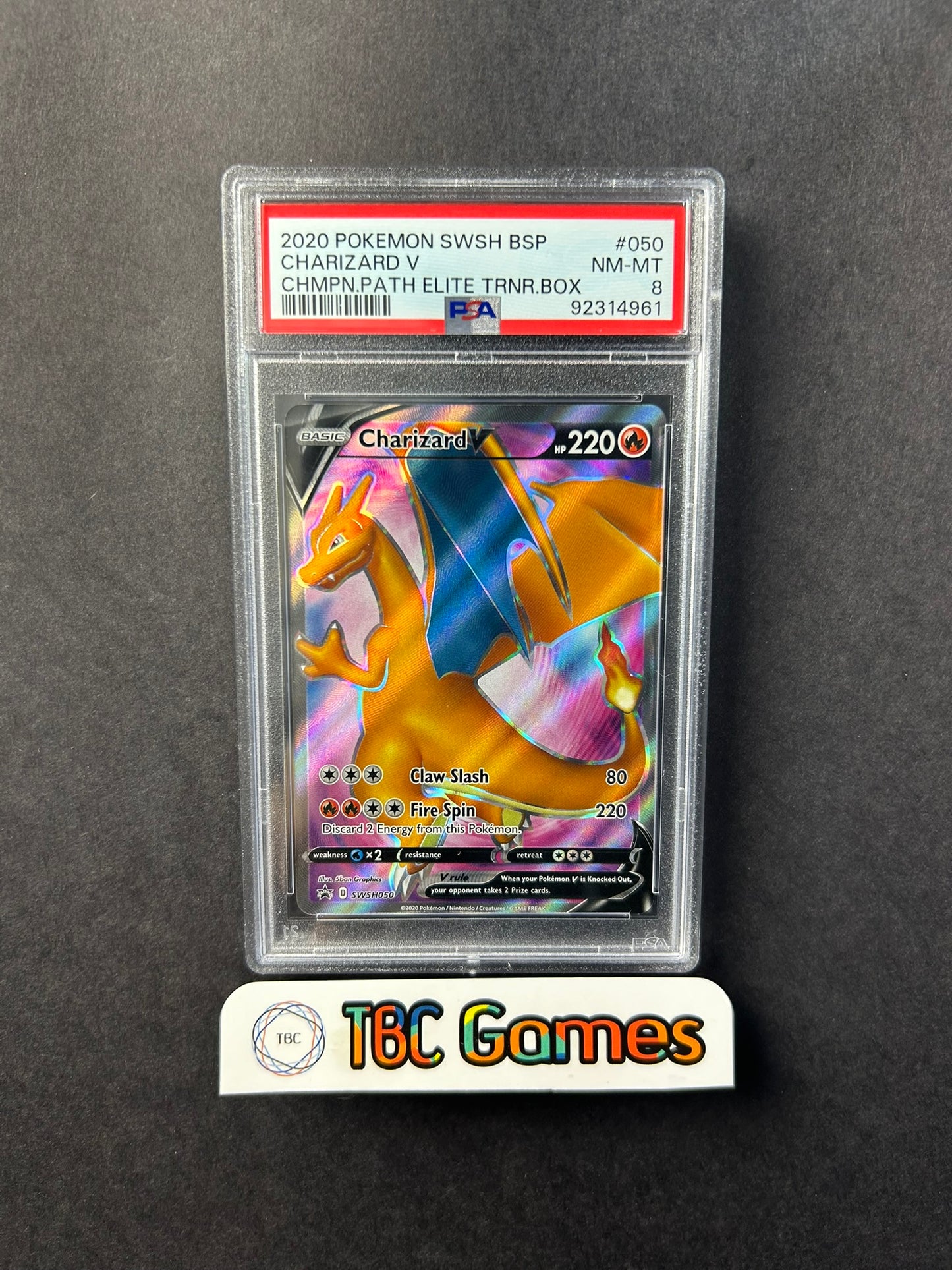 Charizard V SWSH050 Champion's Path ETB PSA 8