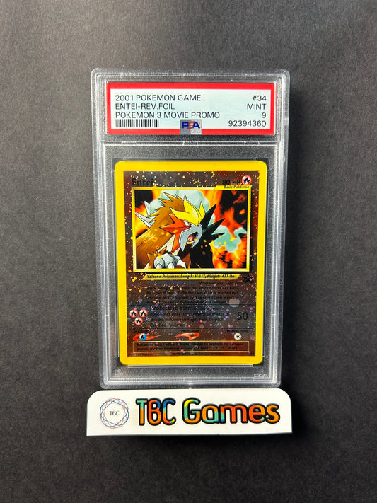 Entei Reverse Holo WotC Promo Pokemon Movie 34 SWIRL PSA 9