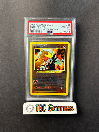 Entei Reverse Holo WotC Promo Pokemon Movie 34 SWIRL PSA 10